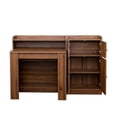 thumbnail image 6 of 98.4'' Modern Extendable Dining Table, Multifunctional Farmhouse Kitchen Table Storage Space, Console Table Space Saving Dinette for Dining Room, Walnut, 6 of 7
