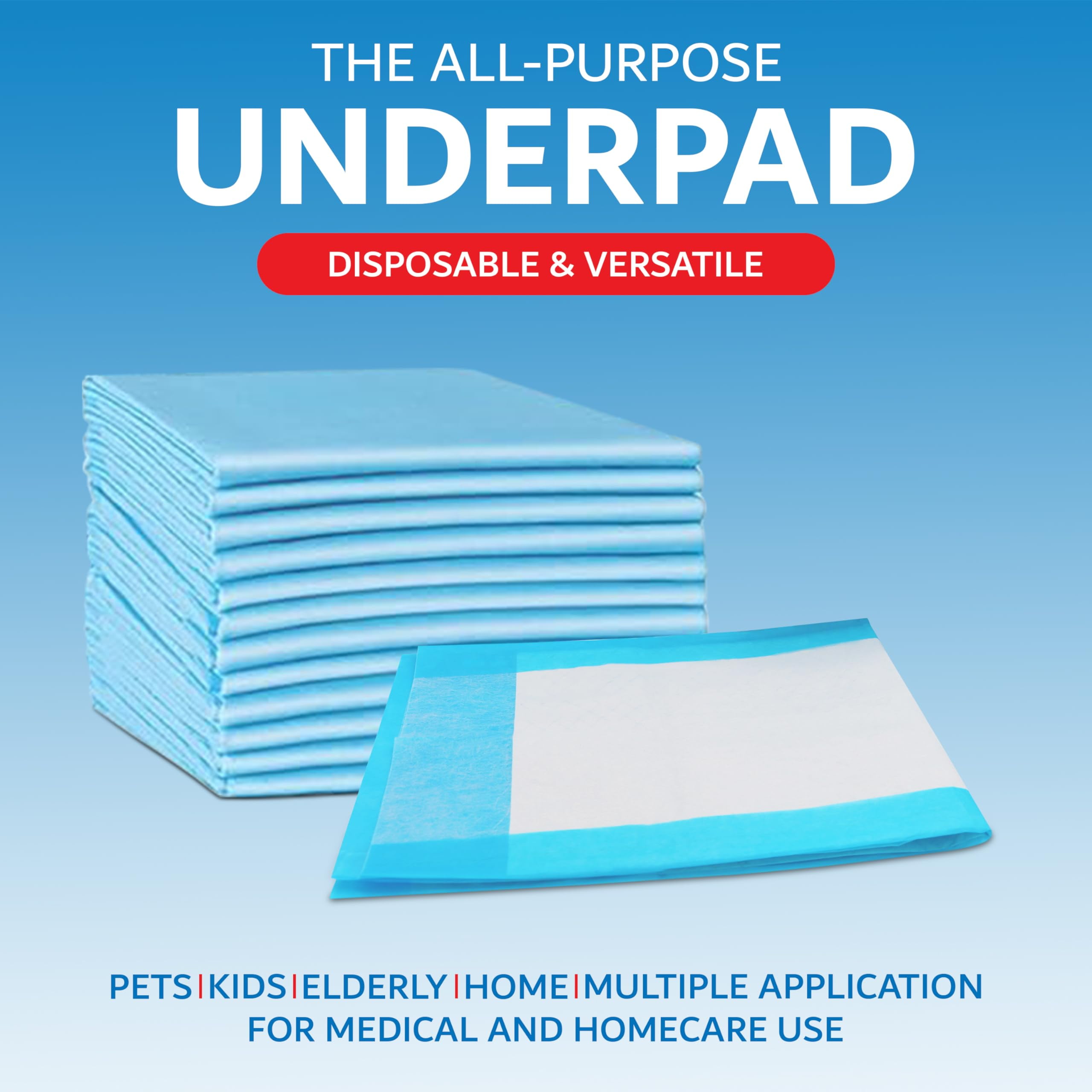 Henry Schein Disposable Underpads 23'' x 24'' (100-Count) Incontinence Pads, Bed Covers, Puppy Training | Thick, Leak Protection for Kids, Adults, Elderly | Liquid, Urine, Accidents