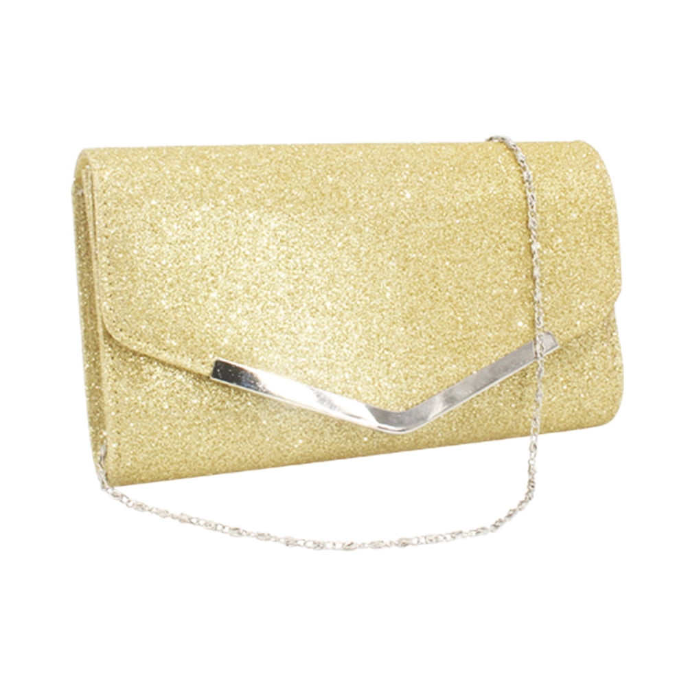 Womens Glitter Clutch Bag Envelope Bridal Prom Club Evening Purse Handbag UK 
