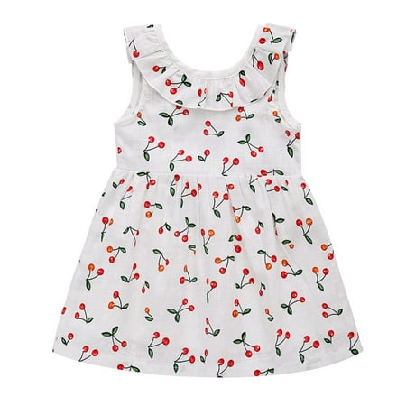 Summer Children's Clothing Girls Cherry Blossom Bow Tie Sleeveless Vest Dress Princess Dresses