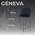thumbnail image 2 of Silla Alta Tapizada para Barra de Cocina - Asiento Suave de Tela y Patas de Acero - Banco Desayunador Elegante para Uso Interior y Decoración del Hogar (Negro), 2 of 8
