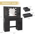 thumbnail image 2 of FANRAL 43.7" Vanity Desk with 10 Mirror Lights & Under-Table RGB,Charging Station & Hair Dryer Holder,Multi-Storage Dressing Table for Bedroom Bathroom,Black Vanity, 2 of 7