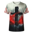 thumbnail image 2 of TIHLMK Mens Tshirts Men's Street Fashion Casual Cross Print Round Neck Short Sleeve, 2 of 8