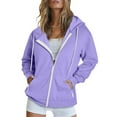 thumbnail image 2 of Stichou Women's 2025 Zip Up Y2K Hoodies Casual Long Sleeve Sweatshirts Fall Spring Track Jackets with Pockets Purple 2XL, 2 of 8