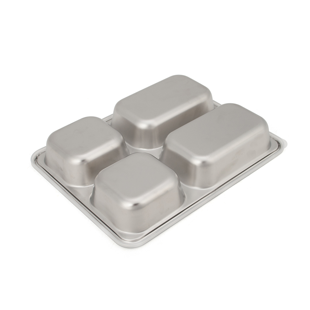 Aspire Stainless Steel Bento Box Lunch Container with Plastic Lid, 3 Sets-4 Sections