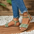 thumbnail image 4 of Flower Dress Sandals for Women 2025 Beach Summer Open Toe Flats Elastic Ankle Strap Slingback Sandals, 4 of 7