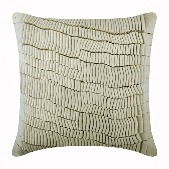 Pillow Cases, Cream Decorative Pillows Cover, Textured 3D Pillows Cover, 14x14 inch (35x35 cm) Pillow Covers Decorative, Square Felt Pillow Covers, Solid Modern - Cream Texture