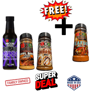 Mumbo Sauce, Soul Dust Mild & Cinnamon with Free Seafood – Gentle Flavor 4-Pack