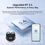 Blackview Open Earbuds,Wireless Earbuds with Digital Display Charging Case,Bluetooth 5.4,IPX7,Lightweight Comfort,Clip On Earbuds for Workout/Running,Black