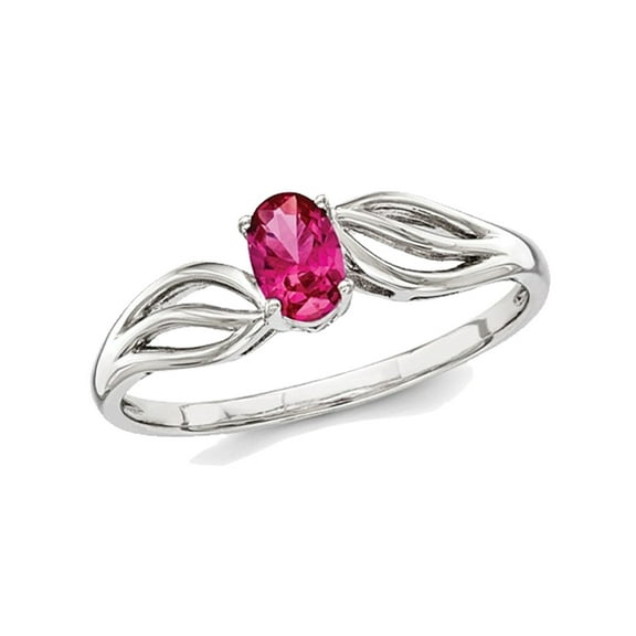 1/2 Carat (Ctw) Lab-Created Ruby Ring in Rhodium Plated Sterling Silver for Women