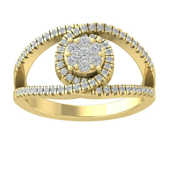 ARAIYA FINE JEWELRY 10K Yellow Gold Lab Grown Diamond Bypass Ring (1/2 cttw, D-F Color, VS Clarity), Size 7