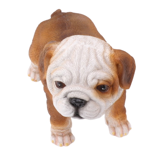 Statue de Chiot Bouledogue Anglais Sculpture de Bouledogue en Résine Réaliste pour Décoration de Jardin Extérieur