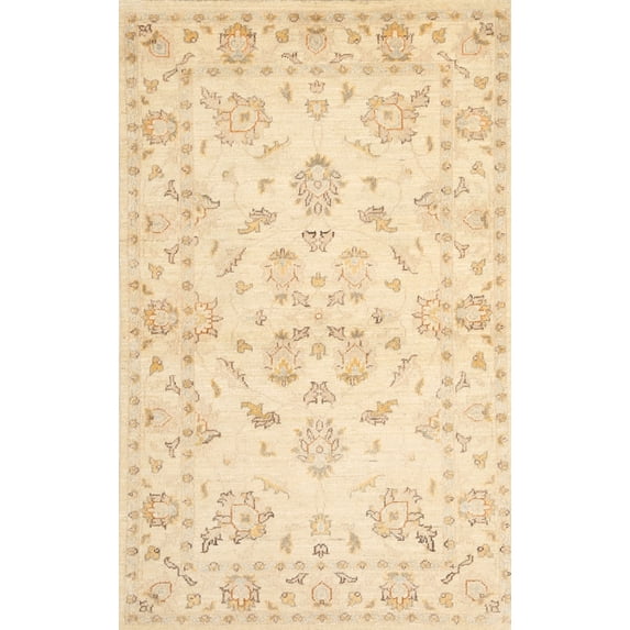 Ahgly Company Indoor Rectangle Traditional Sun Yellow Persian Area Rugs, 4' x 6'