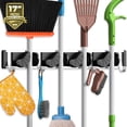 thumbnail image 1 of Holikme Soporte Para Fregona Y Escoba, Montaje En Pared, Metal, Despensa, Organización Y Almacenamiento, Organizador De Herramientas De Cocina, Jardín, Colgador De Pared Para Artículos Del Hogar (4 Po, 1 of 1