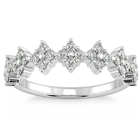 Pompeii 1/2Ct TW Round Cut Diamond Wedding Ring 14k Gold Stackable Band Lab Grown