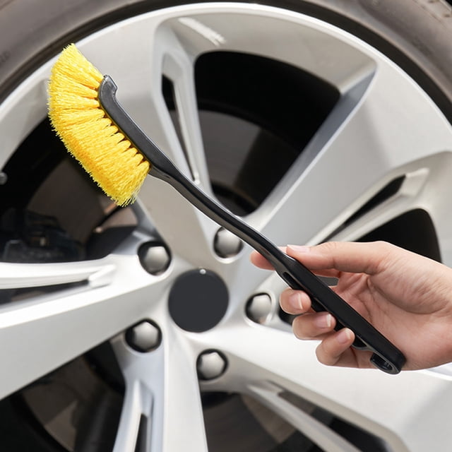 Cepillo de Lavado de la Rueda del Automóvil, Bordes de la Rueda del Automóvil Detallando El Cepillo de la Manija Larga de Las Cerdas Suaves Para El Automóvil