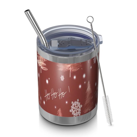 12oz Tumblers Red Christmas Tree Pattern Vacuum Insulated Stainless Steel Travel Tumbler Cups Mug with Lid and Straw for Beer,Coffee,Beverages with Cleaning Brush for Cold & Hot Drinks
