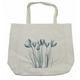 thumbnail image 1 of Flower Shopping Bag, X-ray Image of Tulips Solarized Effect Nature Inspired, Eco-Friendly Reusable Bag for Groceries Beach and More, 15.5" X 14.5", Cream, by Ambesonne, 1 of 2