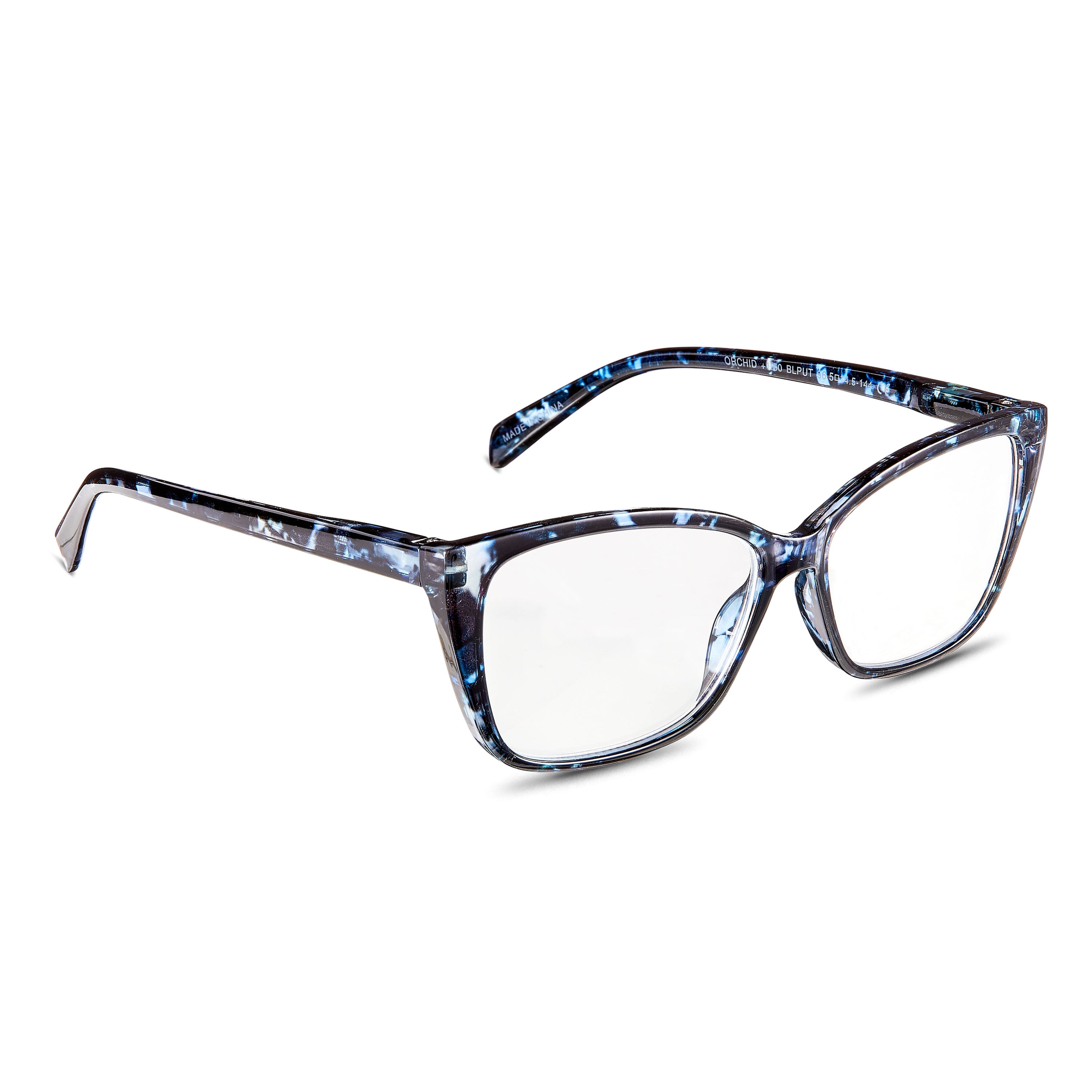 Equate Women's Orchid Cateye Reading Glasses with Case, Blue Purple Tortoise, +1.50