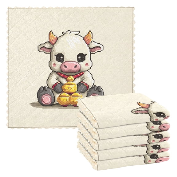 6 Pieces of Kitchen Towels 11x11Inch Kitchen Dish Cloths Kitchen Dish Towels Reuseable Cleaning Cloths Chinese Cattle
