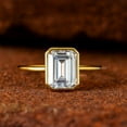 thumbnail image 2 of Jewelerix Emerald Cut CZ Solitaire Ring Elegant 10K Yellow Gold Plated Ring Bezel Set Engagement Ring, Minimalist Jewelry for Women, 2 of 6