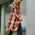 thumbnail image 4 of yievot Women's Long Plaid Shacket Long Sleeve Oversized Button Down Shirt Jacket Coat, 4 of 6