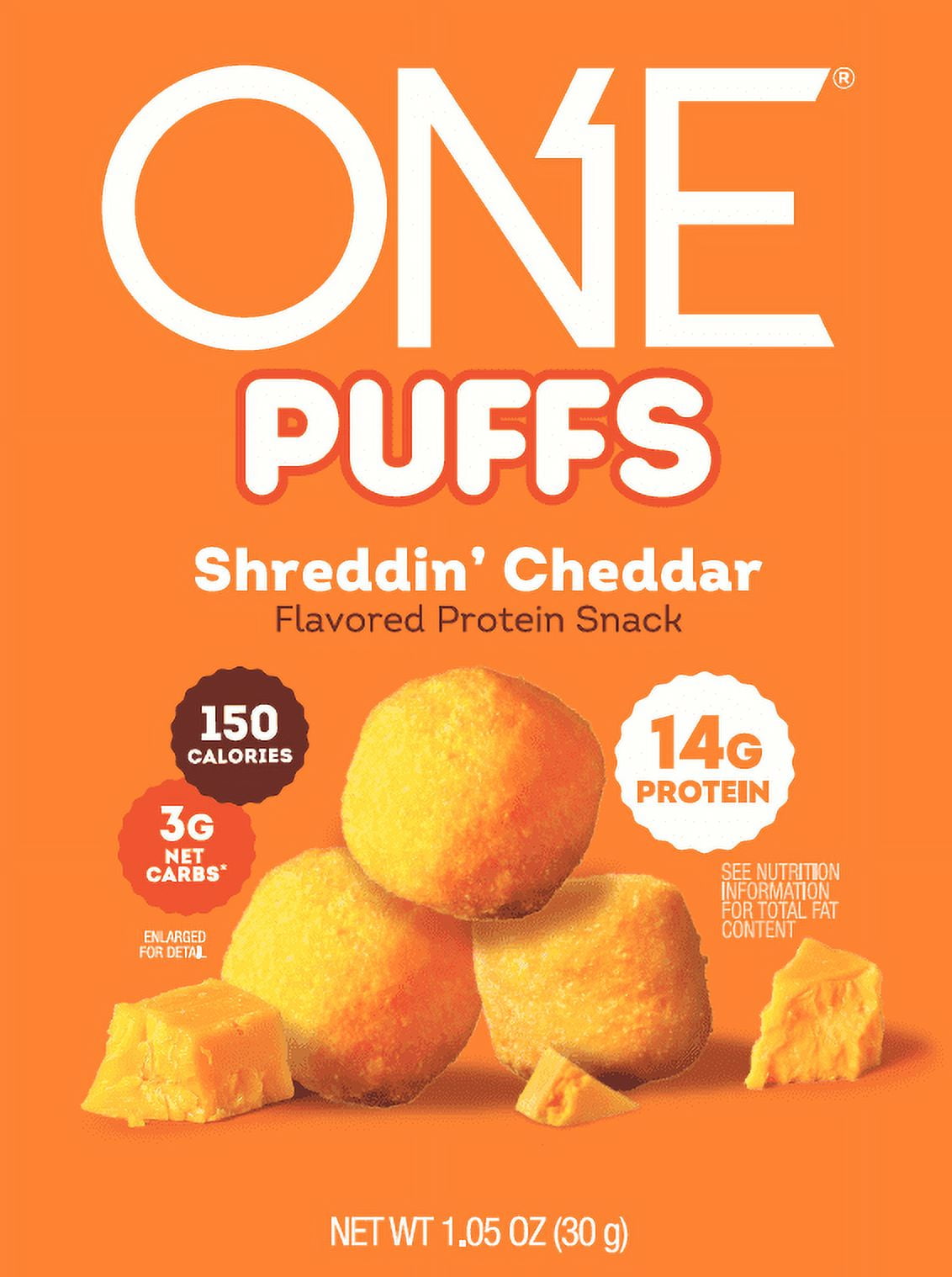 (4 pack) ONE Puffs Shreddin' Cheddar Protein Puff, 14g Protein, 1.05 oz