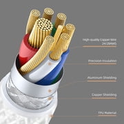 Mamba Snake C03 Coiled USB C Cable for Gaming Keyboard, Starlight Braided Mechanical Keyboard Cable with Gold Detachable Metal Aviator, Double-Sleeved, Pro Custom Type C Charging Keyboard Cable-White