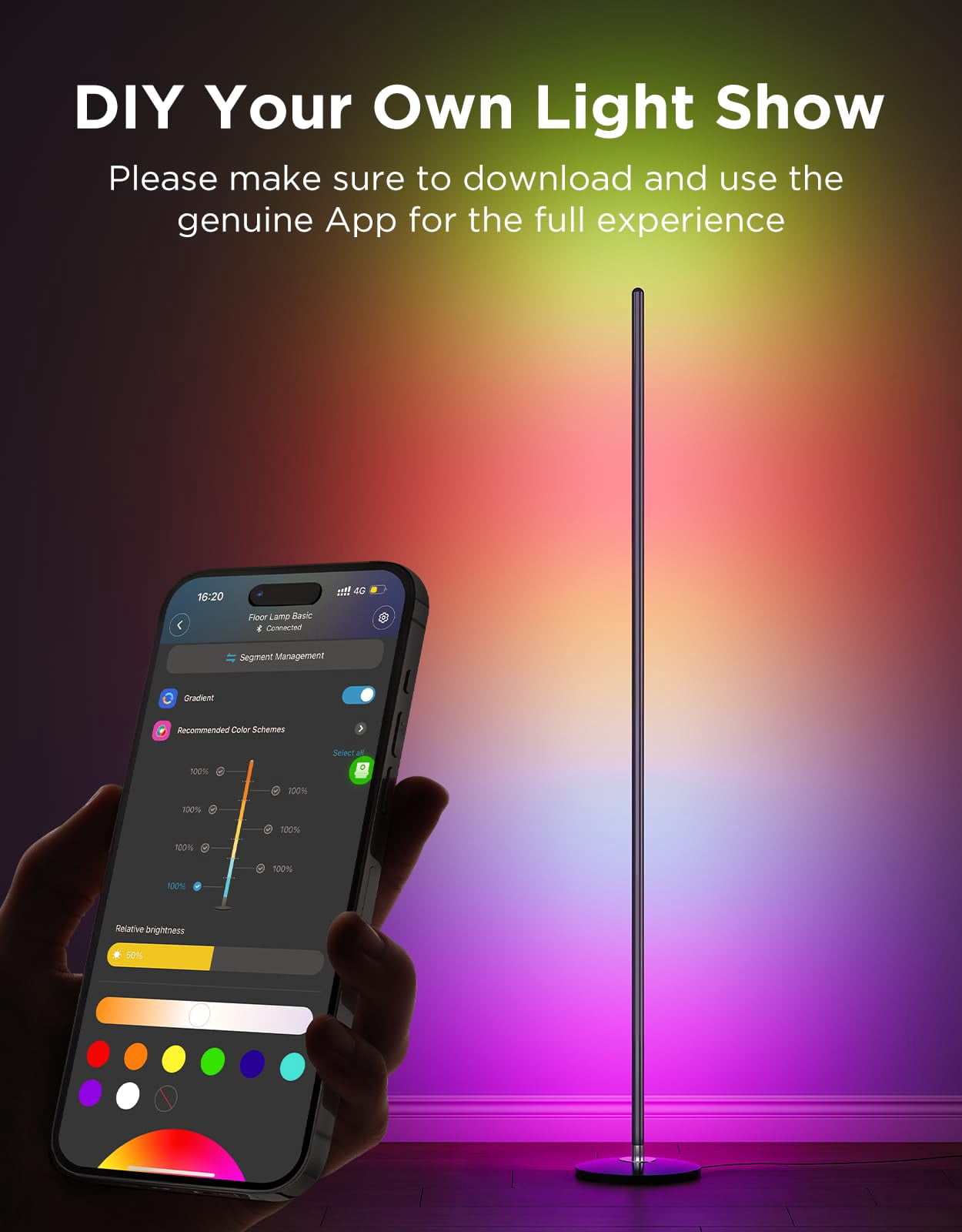 Govee Rgbic Floor Lamp Basic  1000lm Led Corner Compatible With Smartthings Alexa And Matter Modern Music Sync 16 Million Diy Colors Standing For Bedroom Living Room