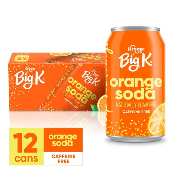 🍊 Big K Orange Soda, 12 fl oz Cans, 12-Pack – Crisp, Sweet & Refreshing Citrus Flavor ✨