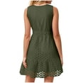 thumbnail image 5 of vigerkar Women's Summer Sleeveless Mini Dress V Neck Hollow Out Eyelet High Waist A Line Swing Short Party Dresses Green, L, 5 of 7