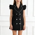 thumbnail image 2 of Miluxas Girl Bodycon Dresses,Business office Midi Cap Sleeve Button Pencil formal Outfits Black 1-2Years, 2 of 7