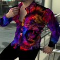 thumbnail image 1 of Camisa para hombre con bandera estadounidense y calavera, moderna, informal, deportiva, para correr, fitness, cómoda, suave, , nueva camisa de manga larga con solapa para hombre, 1 of 6