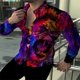 thumbnail image 1 of Camisa para hombre con bandera estadounidense y calavera, moderna, informal, deportiva, para correr, fitness, cómoda, suave, , nueva camisa de manga larga con solapa para hombre, 1 of 6