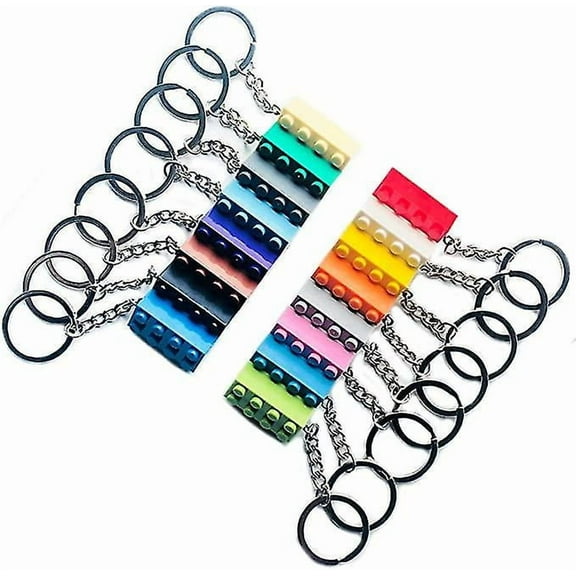 Pack Of 16 Key Rings, Building Block Key Chains, Plastic Key Rings,multiple Colours