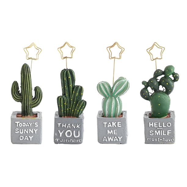 6 soportes para tarjetas de mesa con flores, soporte para notas, soporte para fotos de mesa, tarjetas de notas (cactus)