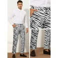 thumbnail image 5 of Unique Bargains Men's Animal Printed Dress Pants Regular Fit Pattern Trousers 32 Black White, 5 of 6
