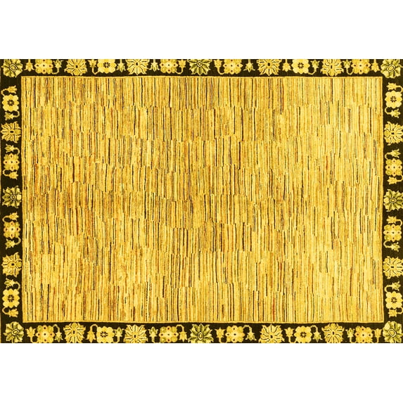 Ahgly Company Indoor Rectangle Abstract Yellow Modern Area Rugs, 7' x 10'