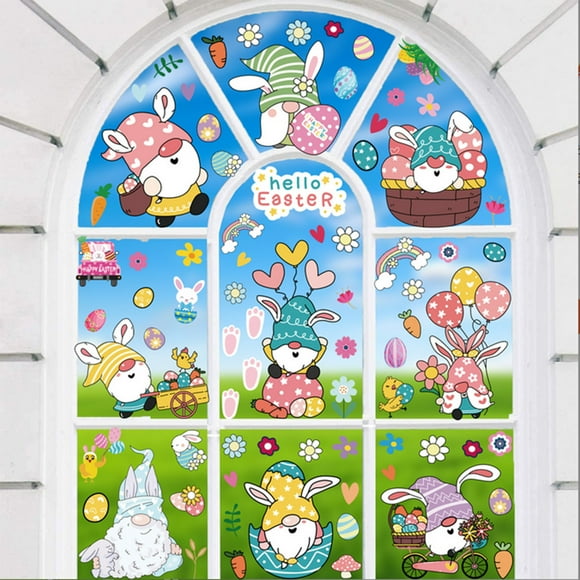 Yhmxh Easter Decorations, Easter Ornaments, Easter Gifts Spring Window's Tight Glass Window 9Sheets Flower Window Been For Glass Window Butterflies Easter Window Flower Window Stickers Window Stickers