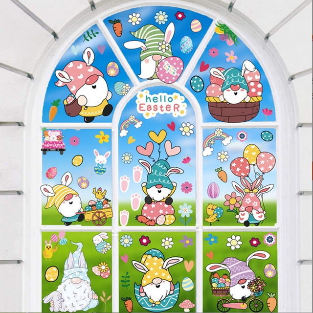 Ovzne Spring Window's Tight Glass Window 9Sheets Flower Window Been For Glass Window Butterflies Easter Window Flower Window Stickers On Clearance