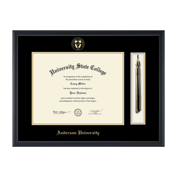 Framerly - Anderson Tassel Diploma Frame with Black and Gold Mat
