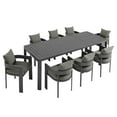 thumbnail image 7 of Modway Tahoe Aluminum 9-Piece Dining Set With Extendable Table in Gray Charcoal, 7 of 7