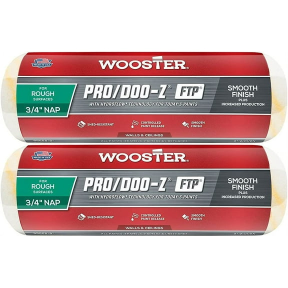 Wooster Genuine 9" Pro/Doo-Z FTP 3/4" Nap Roller Cover 2-Pack, RR668-9-2PK