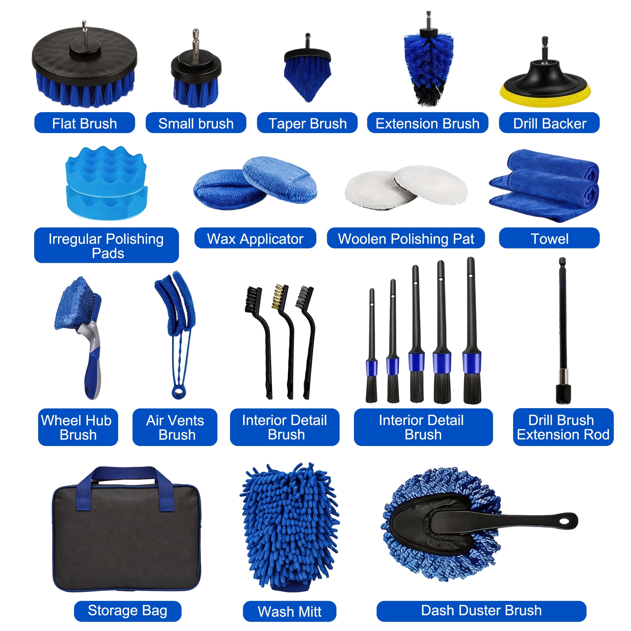 27Pcs Car Detailing Kit, Interior Car Cleaning Kits, Car Detailing Brushes Set, Drill Brush Set, Car Wash Kit, Car Accessories, Car Cleaning Supplies for Interior, Exterior, Wheels