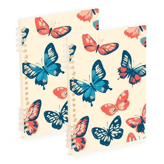 FORMRS 1-Subject Spiral Notebook 8" x 5" College Ruled 60 Refillable Sheet, 2 Pack, Green Butterflies