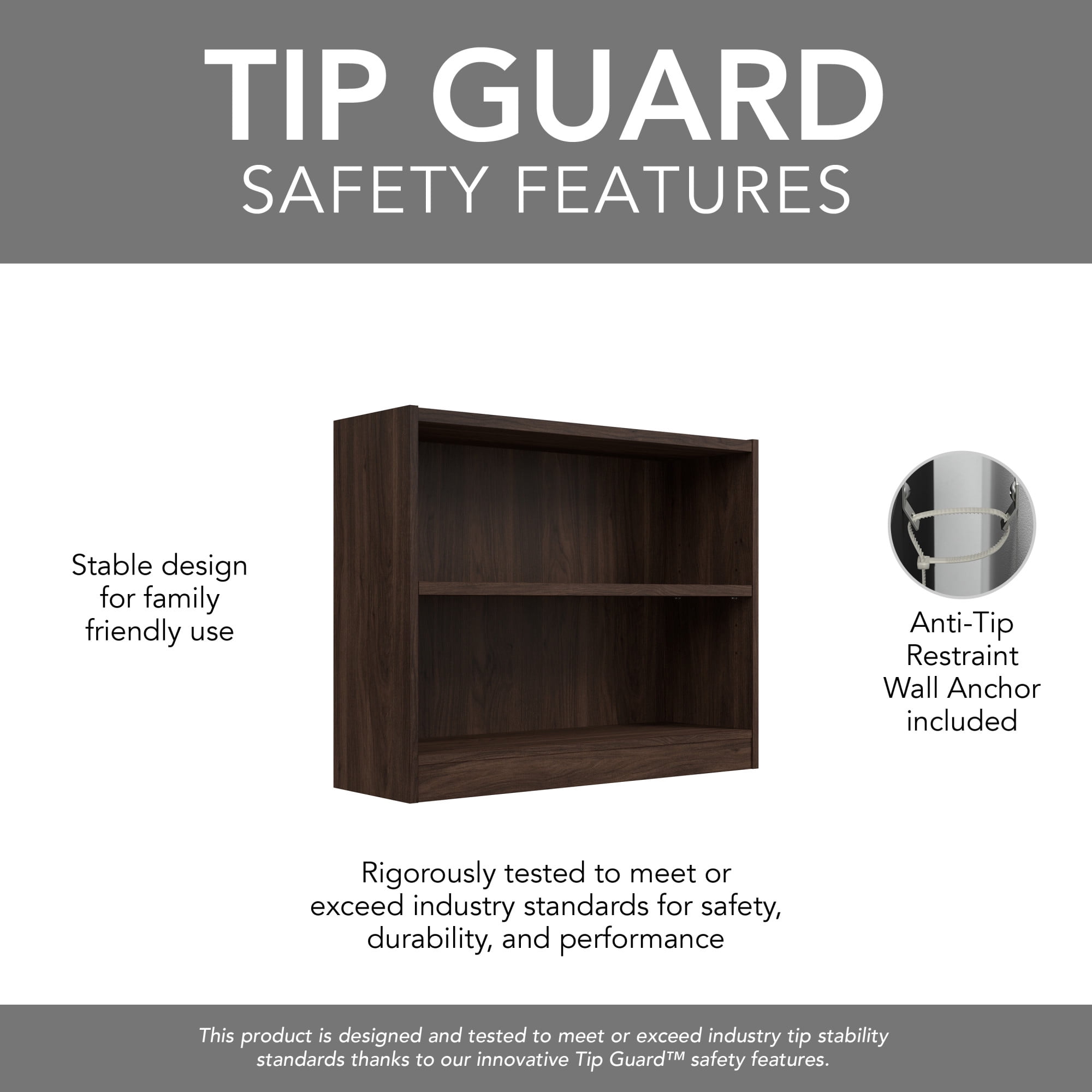 Universal Small 2 Shelf Bookcase Set in Black Walnut - Engineered Wood