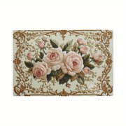 Journee Reversible Scalloped Quilted Vintage Floral Flower Themed Dining Tabletop Placemats Set of 4 All Seasons Spring Summer Home Kitchen Dinner Table Décor Decoration