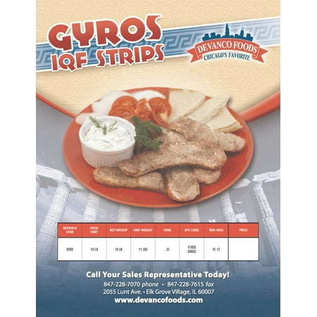 Devanco Individual Quick Frozen Gyro Slices 10 Pound — 1 each.