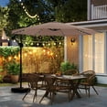 thumbnail image 2 of Costway 10 FT Solar Offset Hanging Umbrella with 96 Solar Multi-colored Flowing LED Lights Coffee, 2 of 10