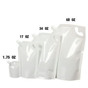 50 Pcs Muka 68 OZ White Poly Side Spout Stand Up Pouch Bags w/ Handle, 15 mm Spout, BPA Free